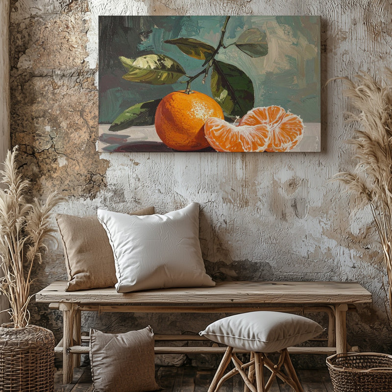 Toile, peinture à l'huile orange sur toile, H 30 po x l 40 po