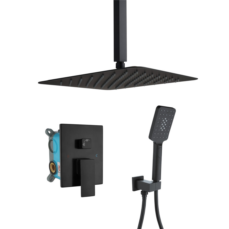 Système de douche complet à pression équilibrée, Noir mat