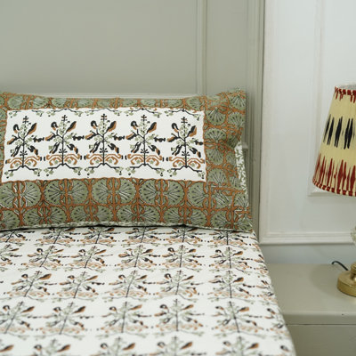 Ensemble de draps en coton 100 x Fab Fabine 102 x 112 - draps faits à la main avec housses de coussins assortis - literie de qualité