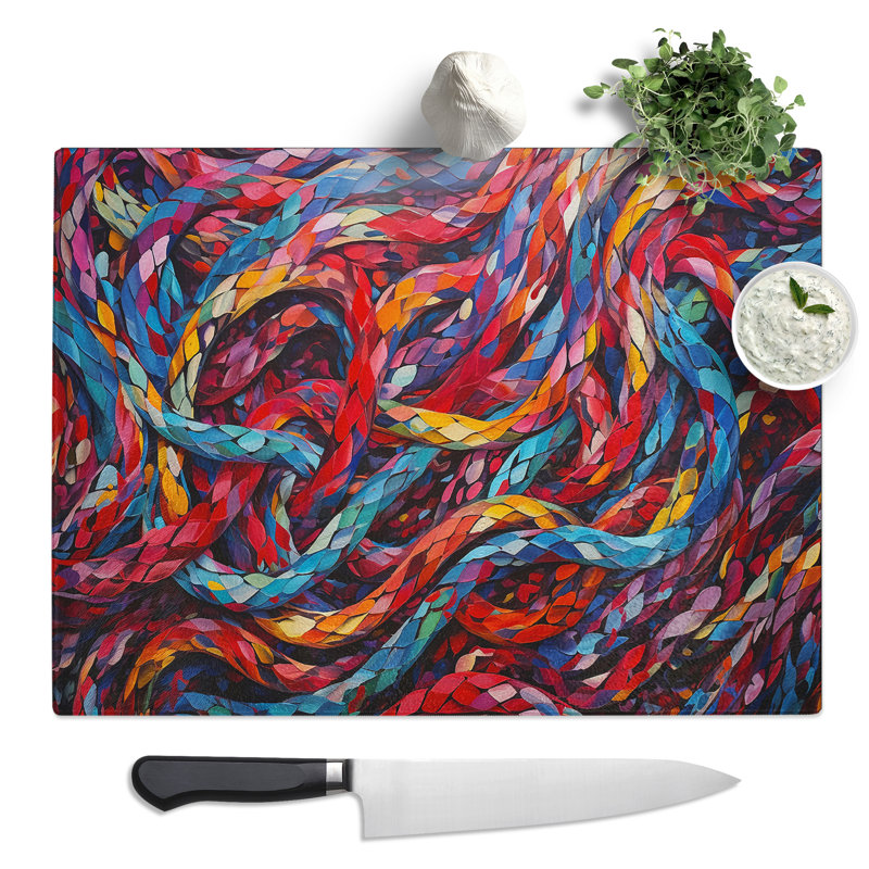 Snake Colour Field  Glass Chopping Board
