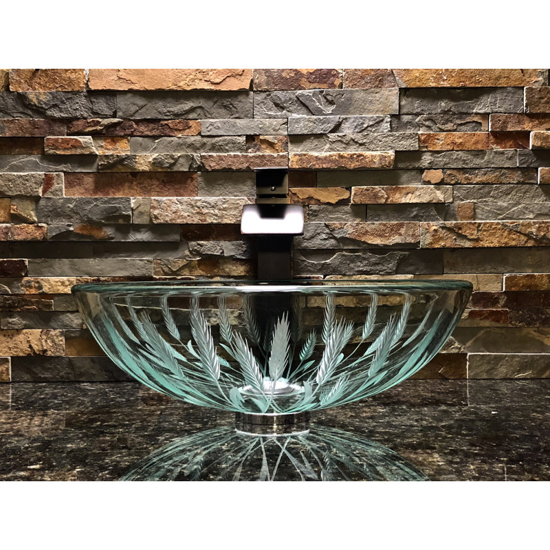 Elegant Glass Engraving Studio 16.5'' Glass Circular Bathroom Sink