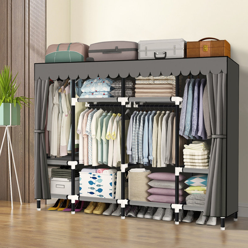 Aliyonna 79'' Fabric Portable Wardrobe, Gray