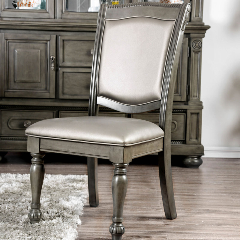 Ako 19'' H Faux Leather Upholstered Side Chair, Gray