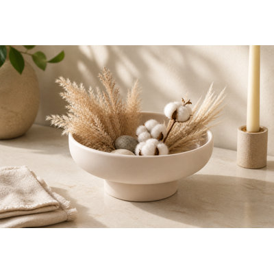 Bol à piédestal en céramique Dune sable et crème