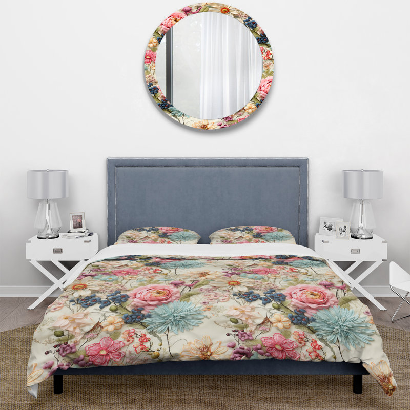 Vintage Patchwork Floral Flightiness Floral Duvet Cover, Twin Duvet Cover + 1 Standard Sham