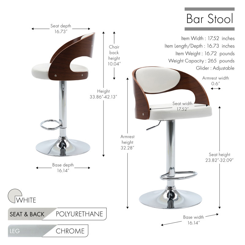 Tabouret de bar Weinberg, Blanc