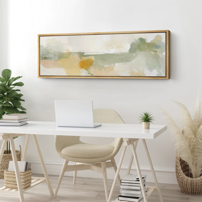 Abstrait vert beige neutre, impression murale, minimaliste, moderne, panoramique, horizontal, Boho, décoration murale