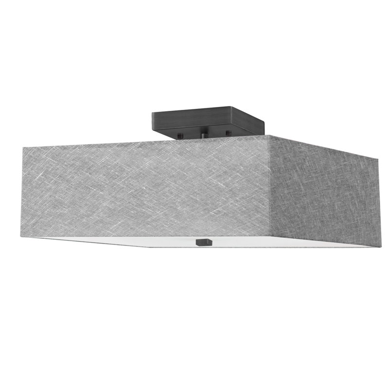 Breckan 3 Light Semi-Flush Mount, Matte Black, Gray