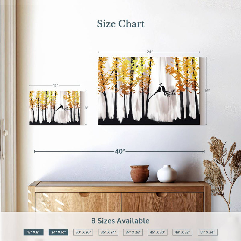 Alvord Golden Forest Birds, H 16 po x l 24 po