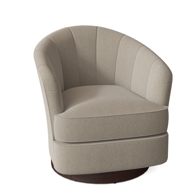 Tipsy Upholstered Swivel Barrel Chair, Linen (3156 72), Nickel