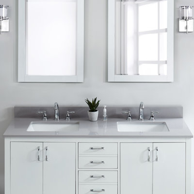 61'' Marble Double Bathroom Vanity Top with Sink