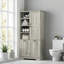 Armoire de rangement pour salle de bain avec portes et panier à linge inclinable-1198214670
