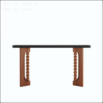 Console avec base sculpturale et plateau en grain de bois tactile