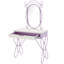 Coiffeuse élégante avec miroir ovale - choix et tabouret blanc et mauve