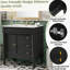 Meuble-lavabo moderne de 30 pouces, structure en bois massif et panneau de fibres à densité moyenne, 2 portes et 3 tiroirs, conception à fermeture en douceur, tablette ajustable en forme de U, lavabo en céramique, ensemble d'armoires de rangement pour salle de bain, conception moderne et élégante-471571597
