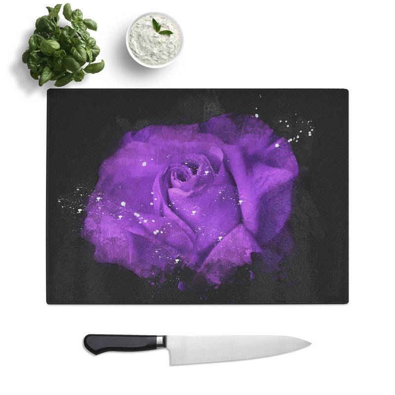 Rose Flower Vol.3 Paint Splash Chopping Board, 0.4cm H x 20cm W x 28.5cm L