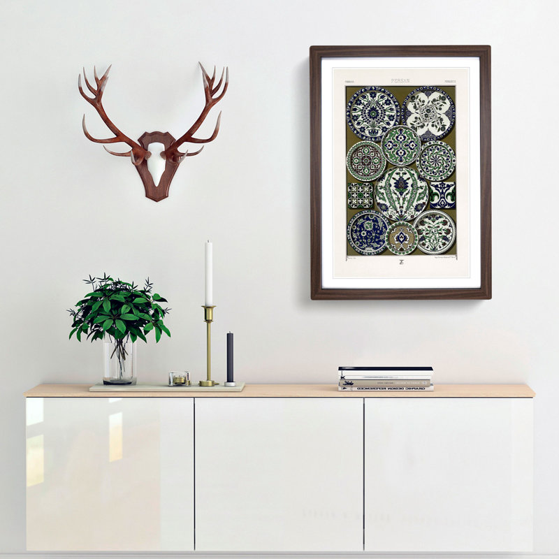 A Persian Pattern by Albert Racinet - Picture Frame Painting Print, 87cm H x 62cm W x 2cm D, Walnut Framed