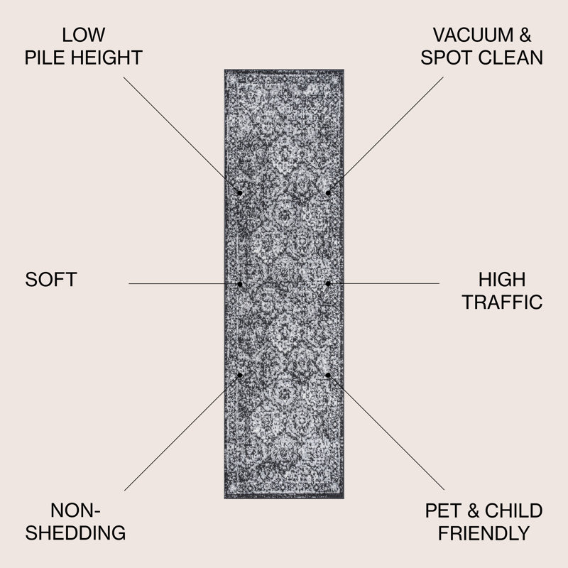 Tapis noir / ivoire Modern Persian, Tapis de couloir 2 pi 3 po x 8 pi