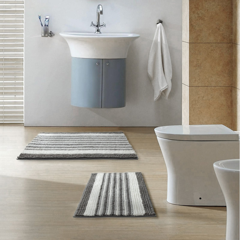 Patmos Non-Slip Bath Rug, Light Gray
