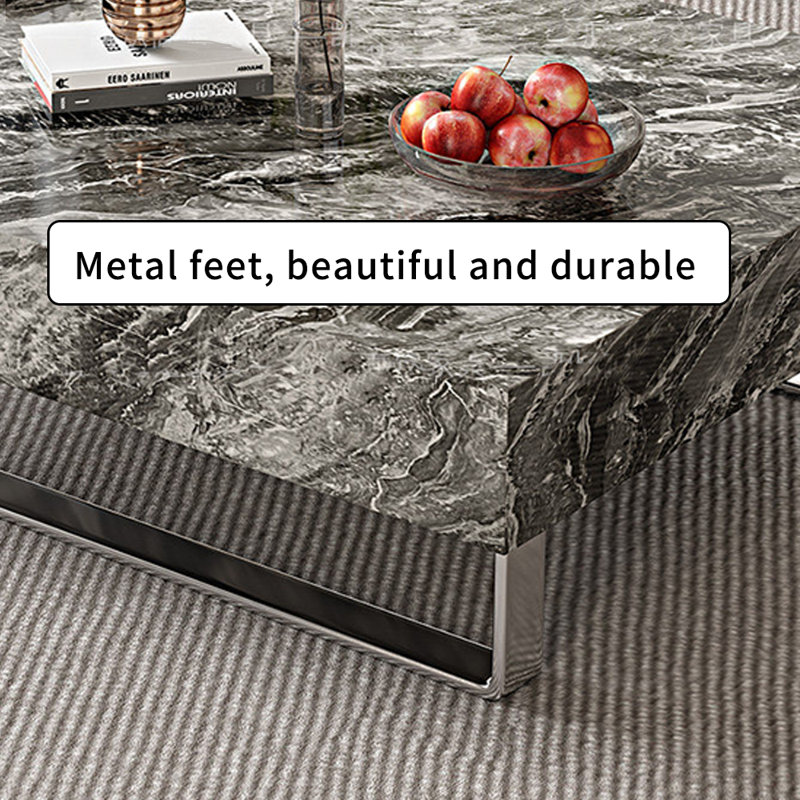Table basse moderne avec pieds en métal, Noir/gris, H 13,77 po x L 47,24 po x l 23,62 po