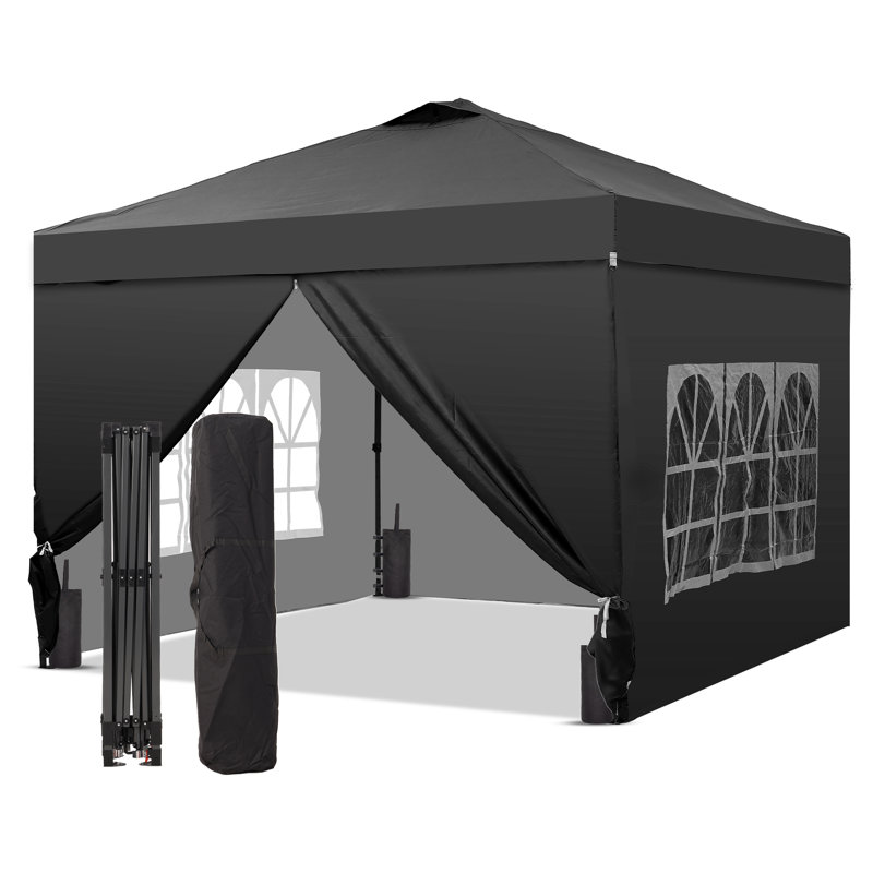 One-Push Set Up Canopy Tents, Black, 12 (ft.) x 12 (ft.)
