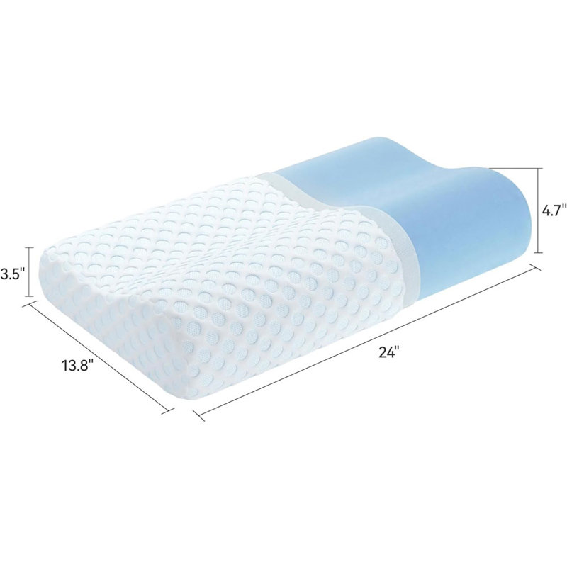 Contour Memory Foam Pillow For Neck Pain - Gel Foam Neck Pillow For Sleeping - Firm Pillow For Side Sleepers - Tencel Cover - Ventilated Breathable Foam