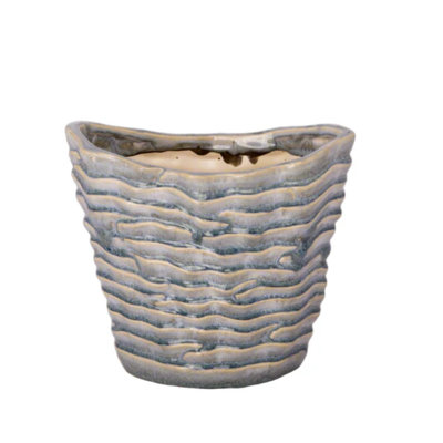 Pot à fleurs en céramique bleu