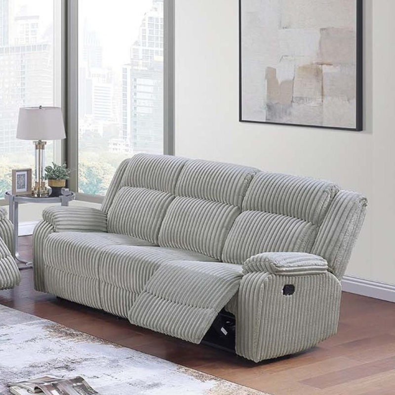 Corduroy 1pc Motion Loveseat, Grey Ash
