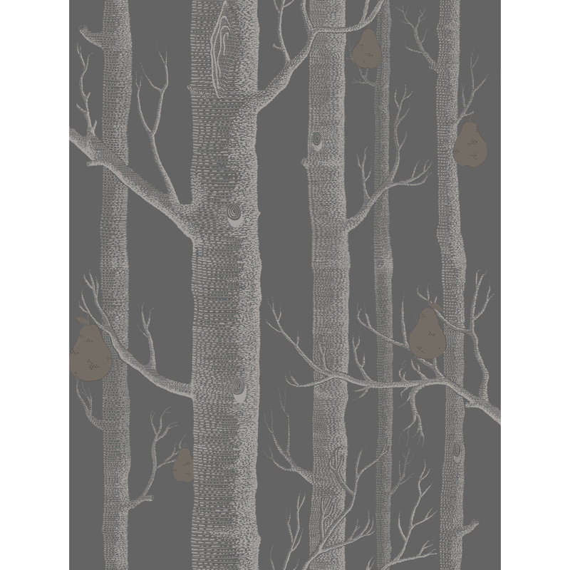 Contemporary Restyled Floral Wallpaper Roll, Gilver/Black