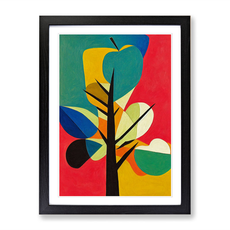 Unique Abstract Apple Tree Vol.2 - Single Picture Frame Print, Black, 64cm H x 46cm W x 2cm D