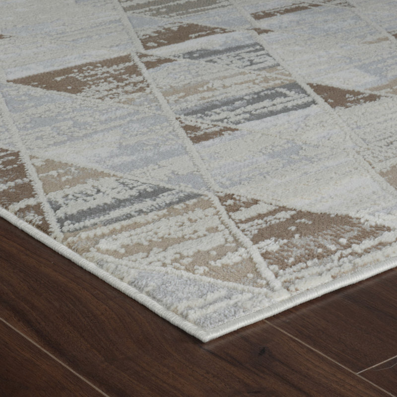 Tapis abstrait beige et brun 8 pi x 11 pi