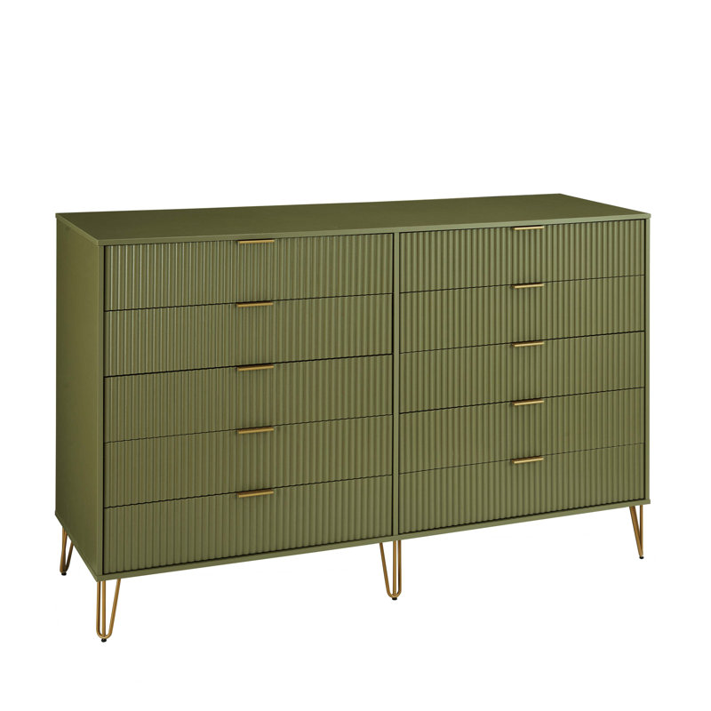 Commode double 70 po avec 10 tiroirs Dumbo, Vert