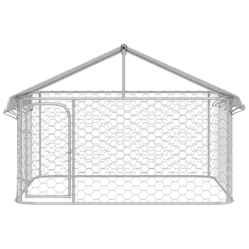 59.1'' H White Steel Outdoor Dog Kennel with Roof