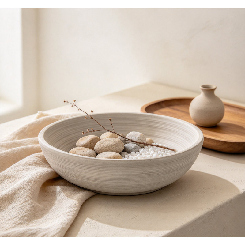 Bol décoratif rond en céramique fabriqué à la main de 10 pouces, bol à ferme rustique pour table basse