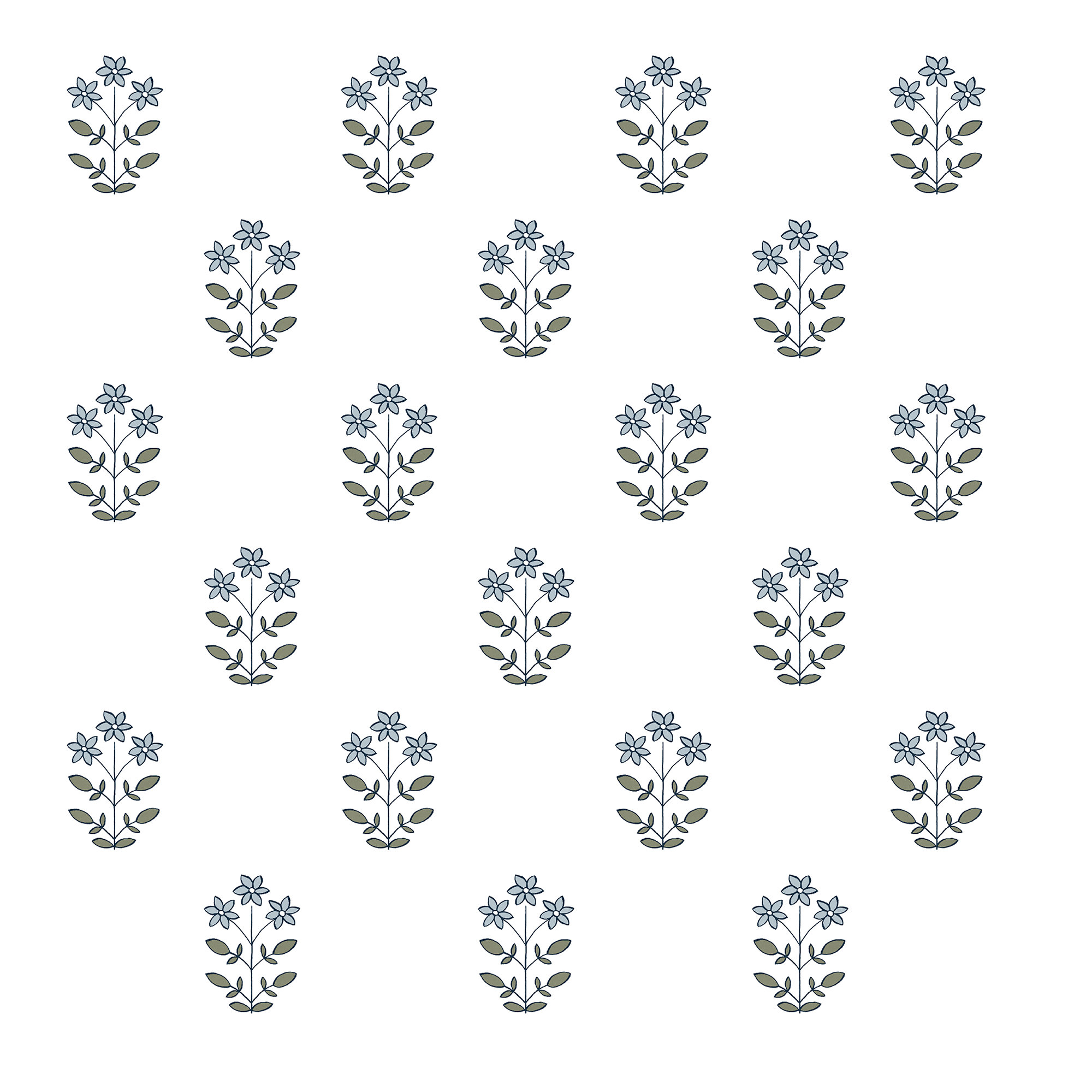 Floral Wallpaper, Blue Heather