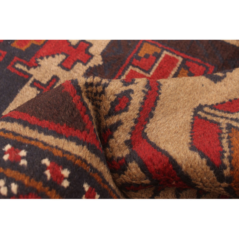 Tapis brun clair noué à la main 3 pi 7 po x 6 pi 3 po Teimani