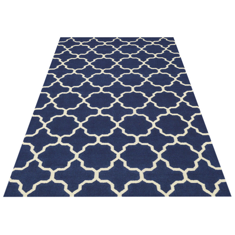 Geometric Wool Hand Woven Area Rug, Rectangle 140 x 200cm