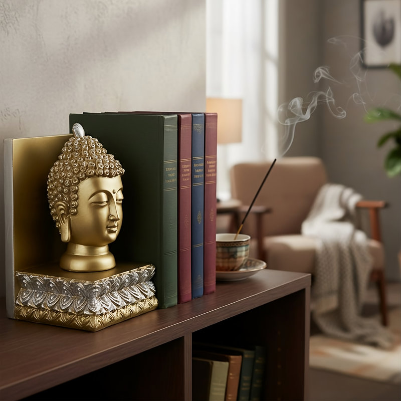 Serre-livres en résine Buddha Head