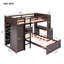 Lit mezzanine Katherynn avec tablettes, bureau et garde-robe Sd-Alone