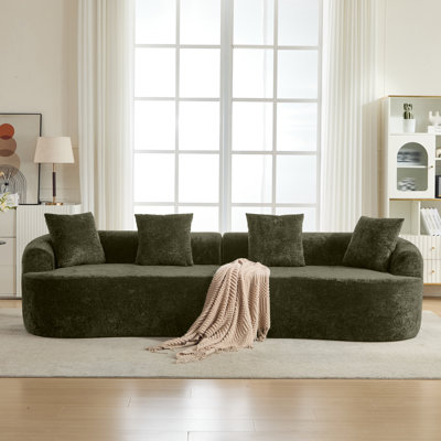 110" Curved Chenille Sectional – Compression- 4-Seater