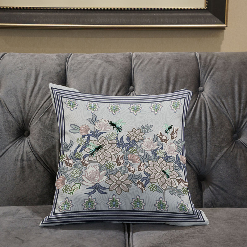 16X16 Bee Blown Seam Broadcloth Animal Print Throw Pillow, Gray