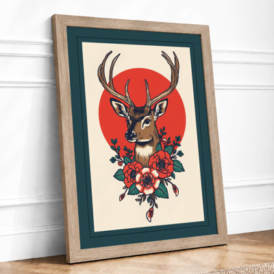 Crowned Deer Boho - Framed Print