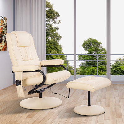 Faux Leather Massage Chair with Footstool