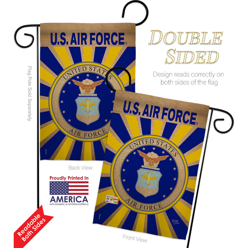 Ensemble de 2 drapeaux en polyester 2 côtés air force en toile jute americana