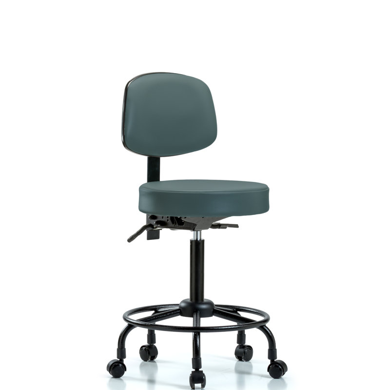 Tabouret de bar Barcus, Roulettes, Bleu colonial