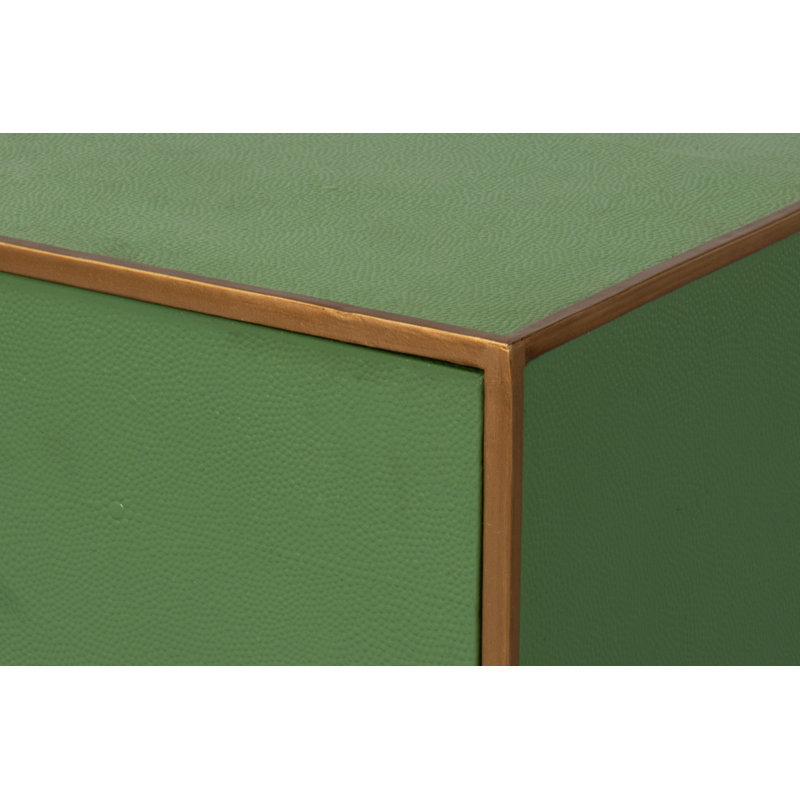 Shagreen 2 - Drawer Solid Wood Nightstand, Green