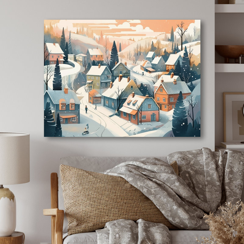 Winter Village II - Imprimé, H 16 po x l 32 po x P 1 po, Toile tendue