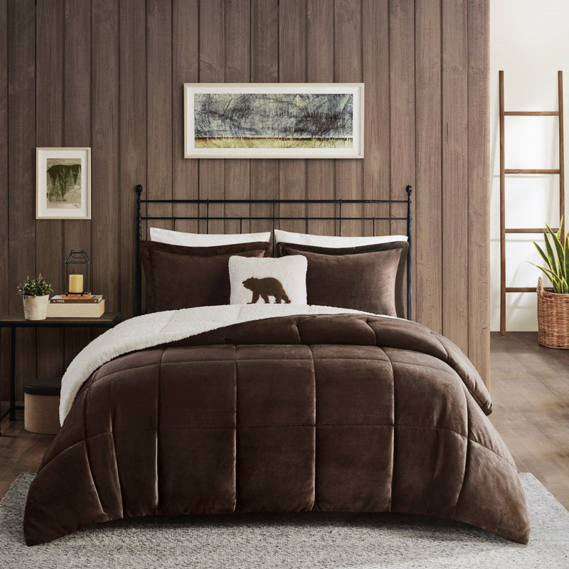 Comforter With To Luxury Feel For A Comfortable Sleep, Full Comforter + 2 Shams + 1 Throw Pillow, Brown/Ivory