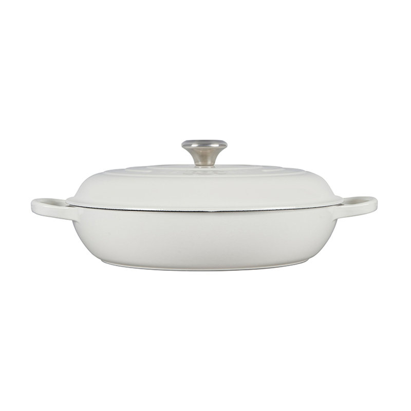 Le Creuset Signature Cast Iron Braiser, 5Qt., White