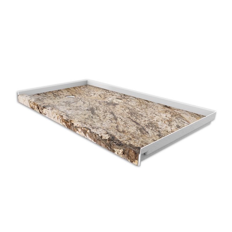 FlexStone® 60"W x 30"D Alcove Shower Base with Left Drain in Golden Beaches, Golden Beaches